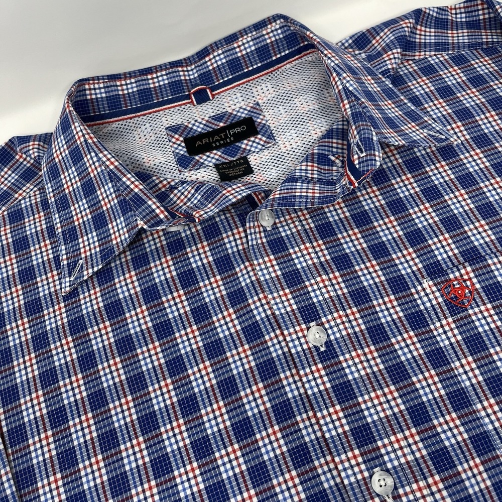 Ariat Pro Series Men's Bodie Plaid Button-Up Short Sleeve Shirt Size XXL Western